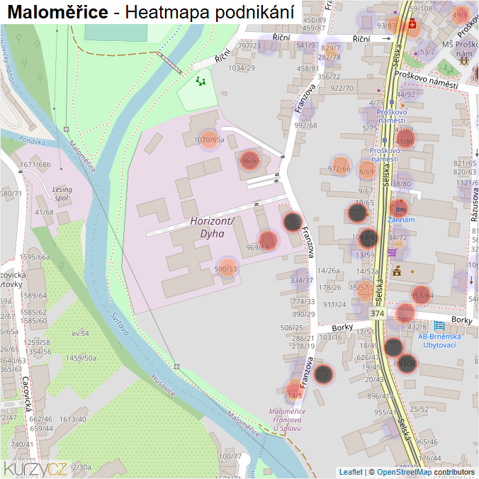 Mapa Maloměřice - Firmy v části obce.