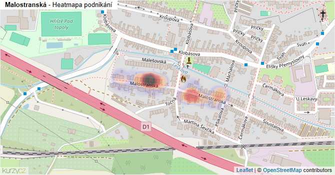 Malostranská - mapa podnikání