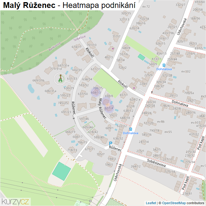 Mapa Malý Růženec - Firmy v ulici.