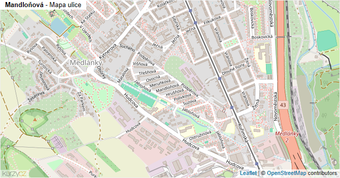 Mandloňová - mapa ulice