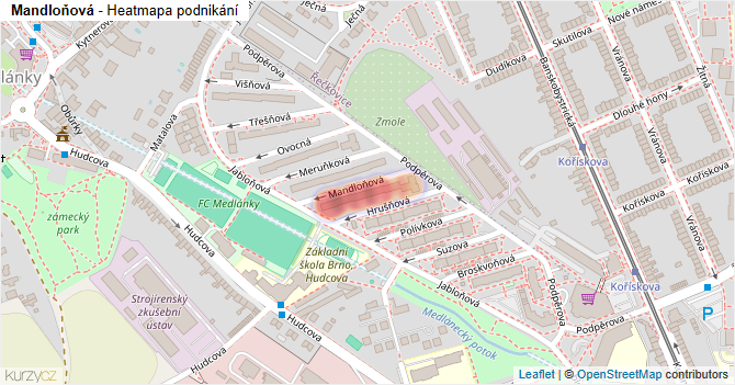 Mandloňová - mapa podnikání