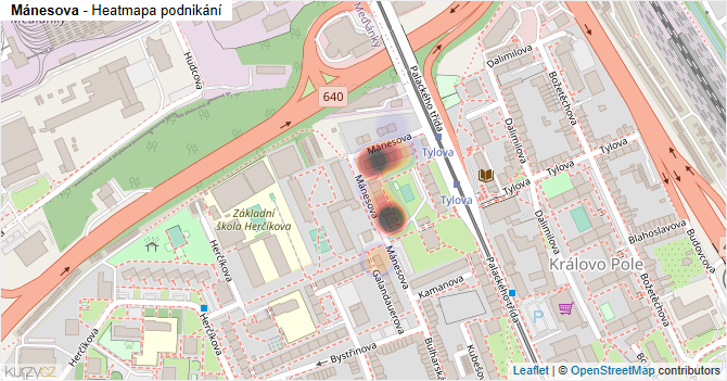 Mánesova - mapa podnikání