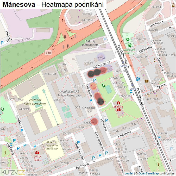 Mapa Mánesova - Firmy v ulici.