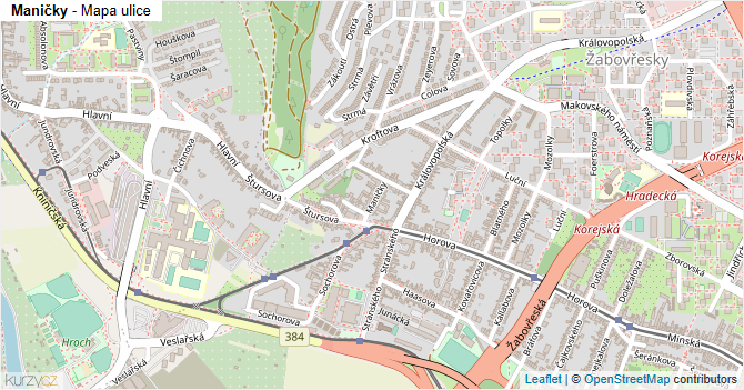 Maničky - mapa ulice