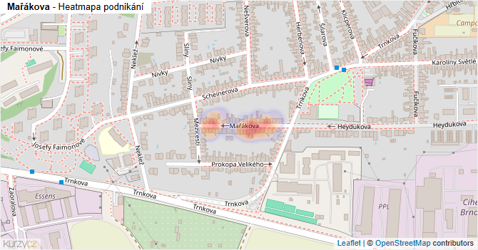 Mařákova - mapa podnikání