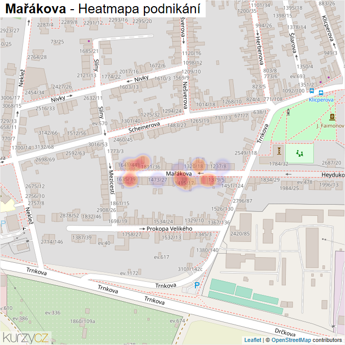 Mapa Mařákova - Firmy v ulici.