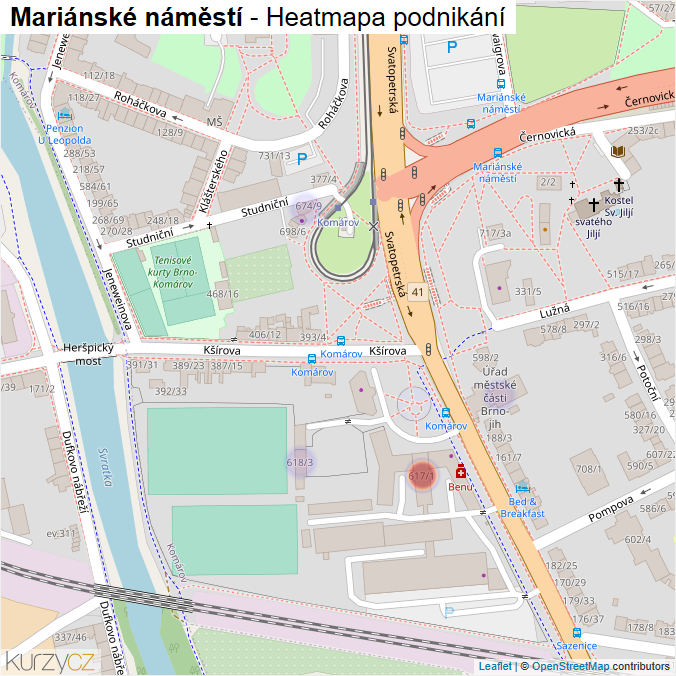 Mapa Mariánské náměstí - Firmy v ulici.