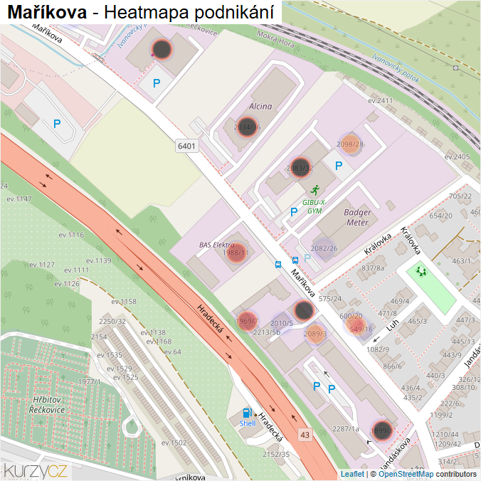 Mapa Maříkova - Firmy v ulici.