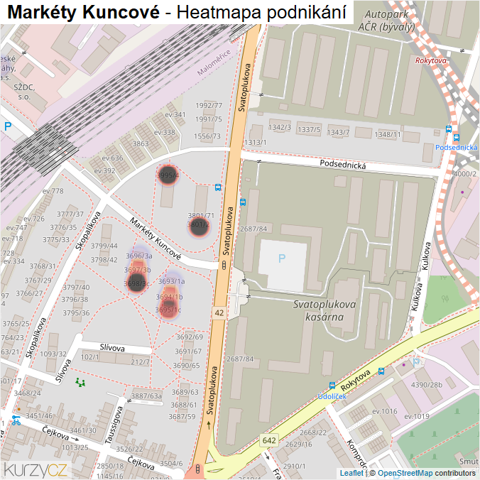 Mapa Markéty Kuncové - Firmy v ulici.