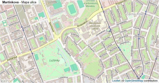 Martinkova - mapa ulice