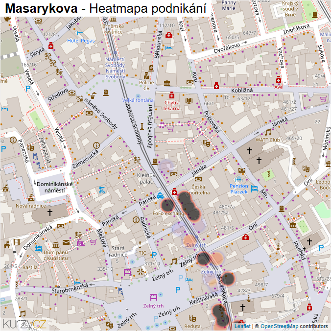 Mapa Masarykova - Firmy v ulici.