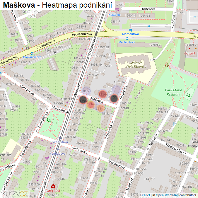 Mapa Maškova - Firmy v ulici.