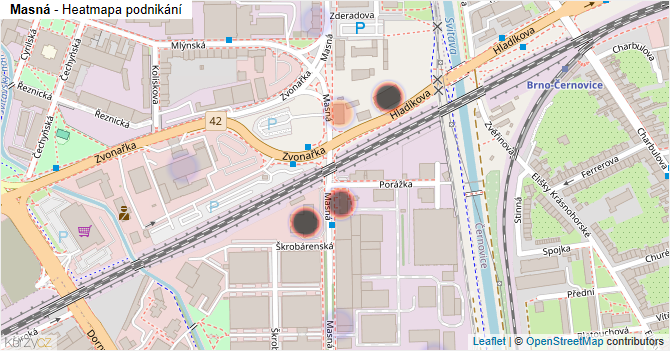 Masná - mapa podnikání