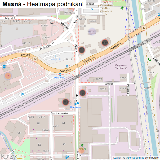 Mapa Masná - Firmy v ulici.