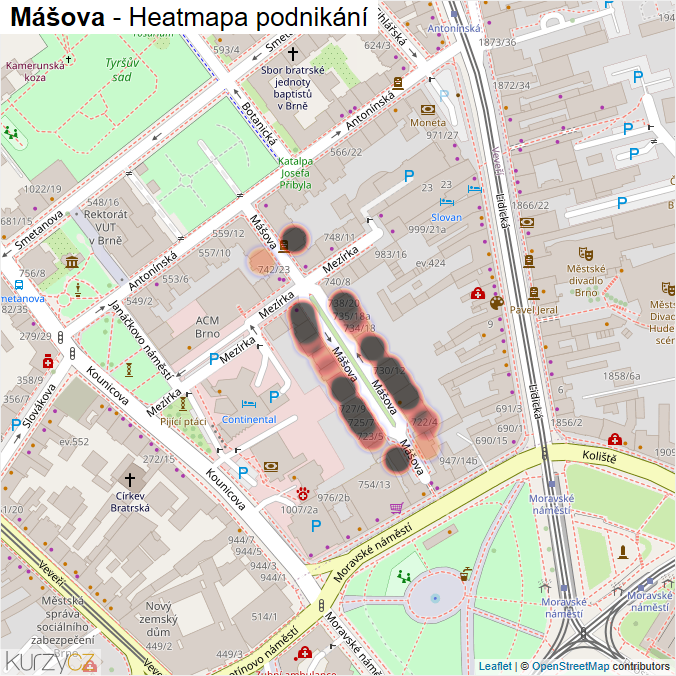 Mapa Mášova - Firmy v ulici.