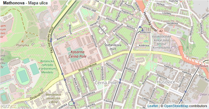 Mathonova - mapa ulice