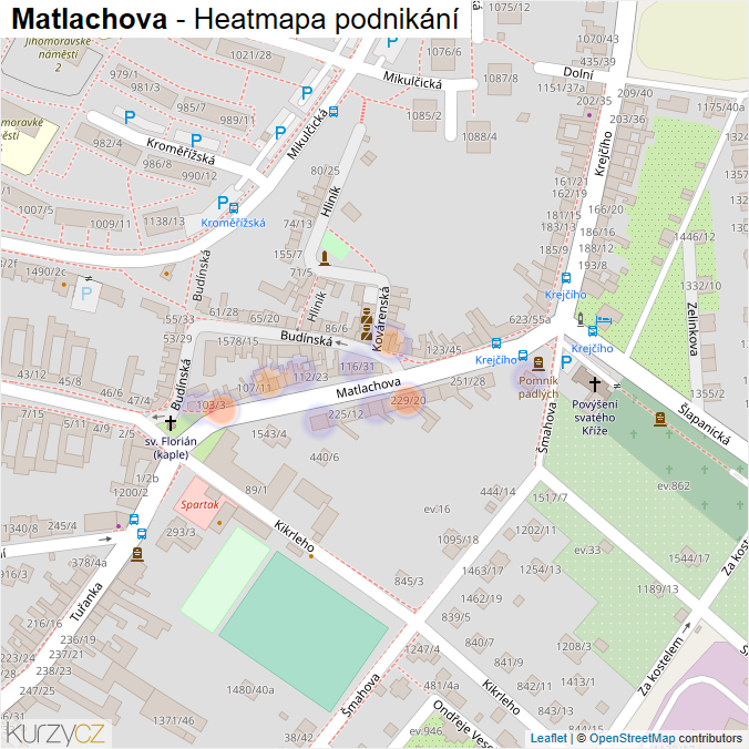 Mapa Matlachova - Firmy v ulici.