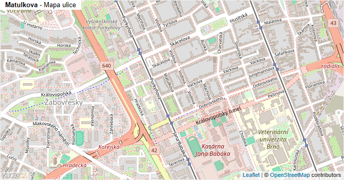 Matulkova - mapa ulice