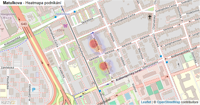 Matulkova - mapa podnikání