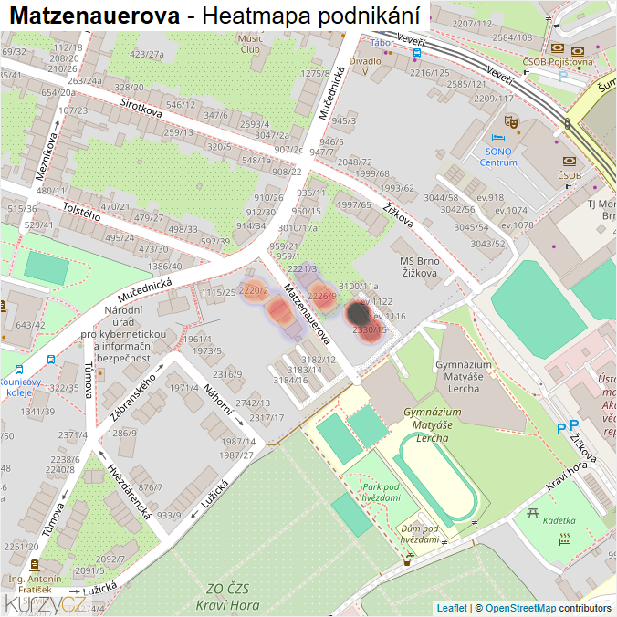 Mapa Matzenauerova - Firmy v ulici.