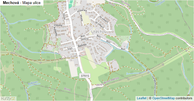 Mechová - mapa ulice