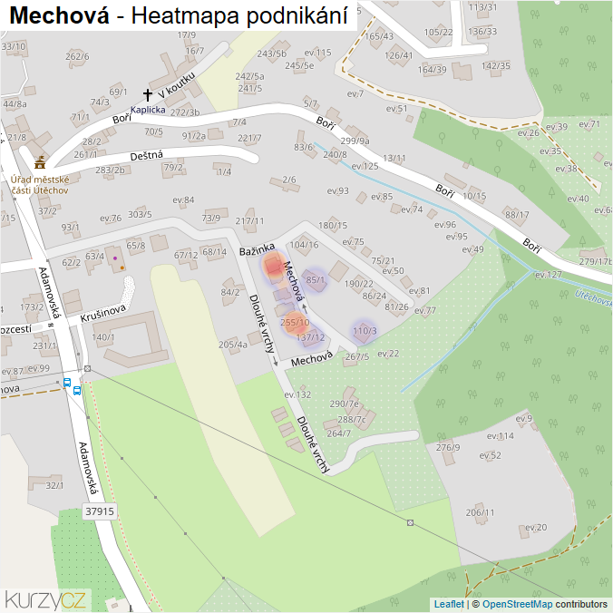 Mapa Mechová - Firmy v ulici.