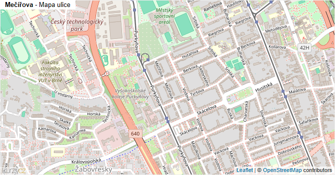 Mečířova - mapa ulice