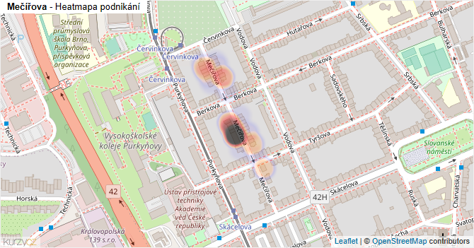 Mečířova - mapa podnikání