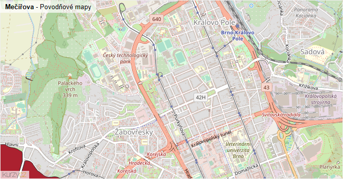 Mečířova - záplavové mapy stoleté vody