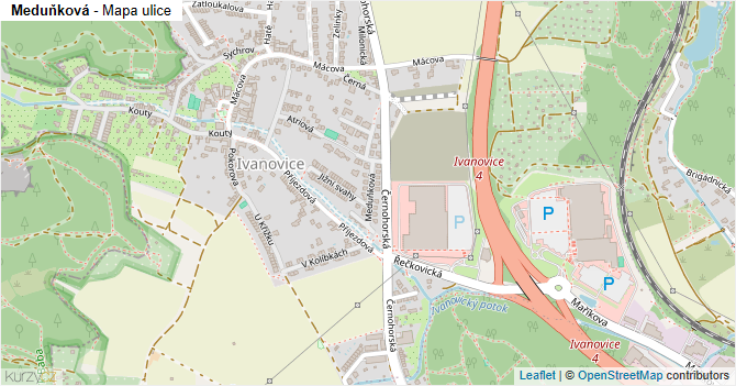 Meduňková - mapa ulice
