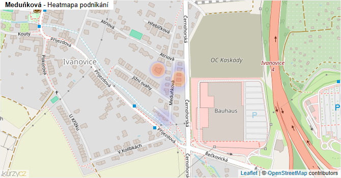Meduňková - mapa podnikání