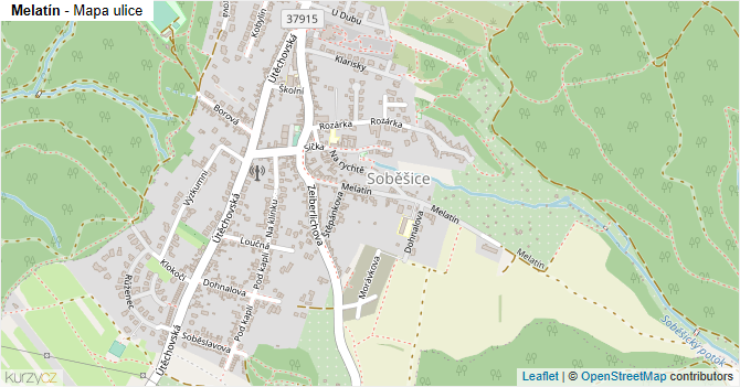 Melatín - mapa ulice