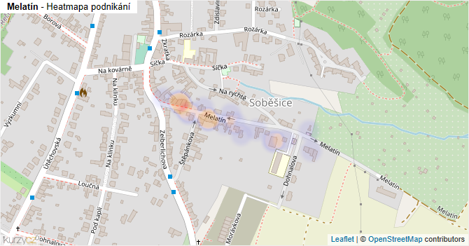 Melatín - mapa podnikání