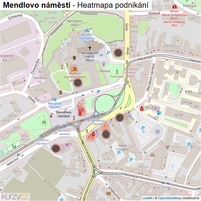 Mapa Mendlovo náměstí - Firmy v ulici.