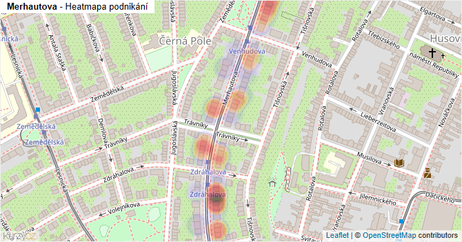 Merhautova - mapa podnikání
