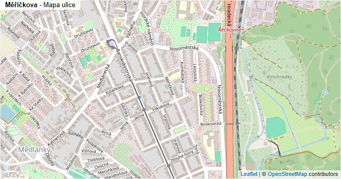 Měřičkova - mapa ulice