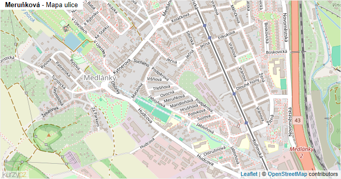 Meruňková - mapa ulice