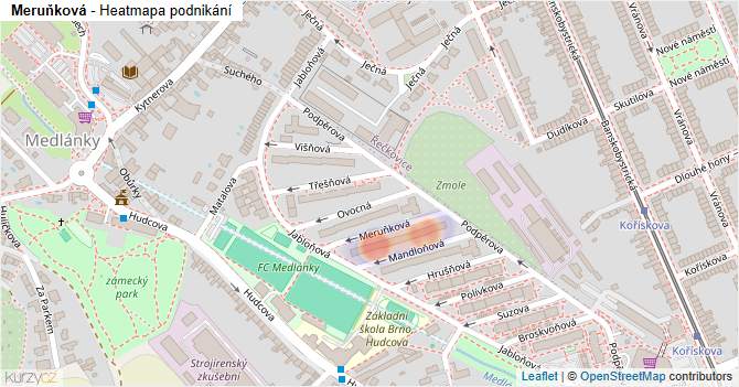 Meruňková - mapa podnikání