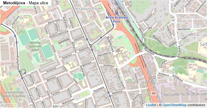 Metodějova - mapa ulice