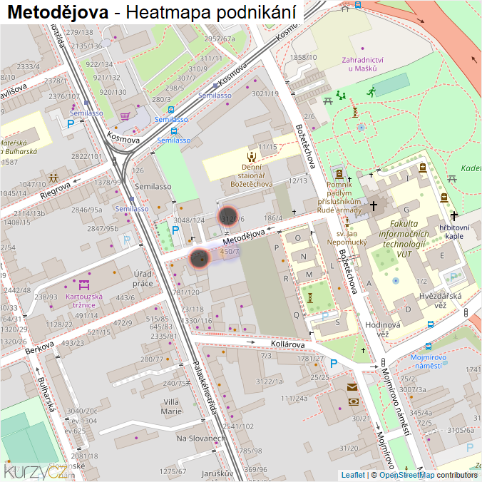 Mapa Metodějova - Firmy v ulici.