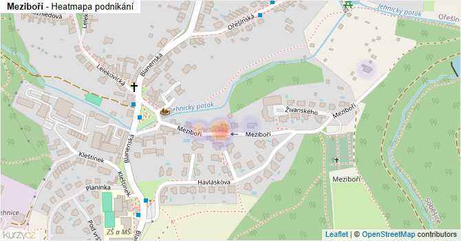 Meziboří - mapa podnikání
