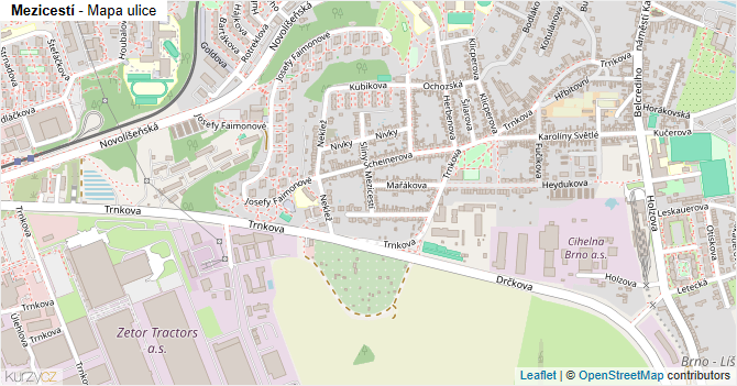 Mezicestí - mapa ulice
