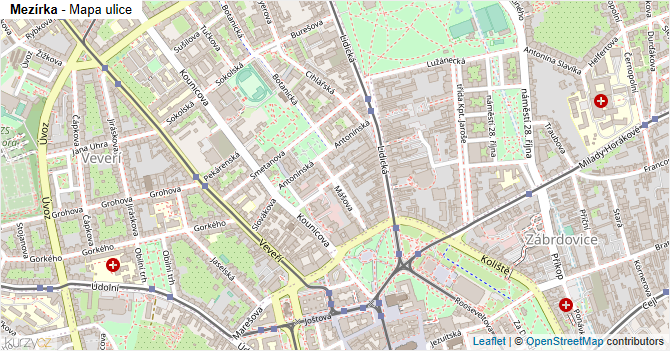 Mezírka - mapa ulice