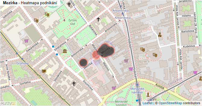 Mezírka - mapa podnikání