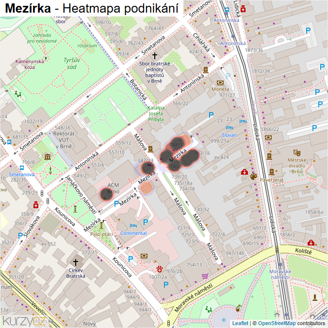 Mapa Mezírka - Firmy v ulici.