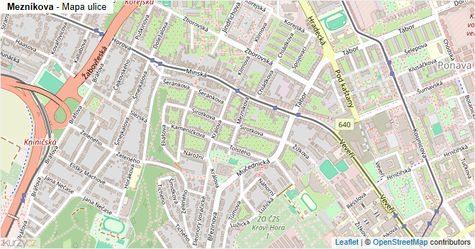 Mezníkova - mapa ulice