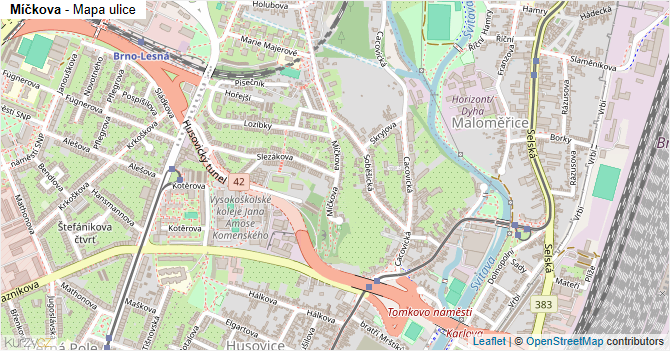 Míčkova - mapa ulice