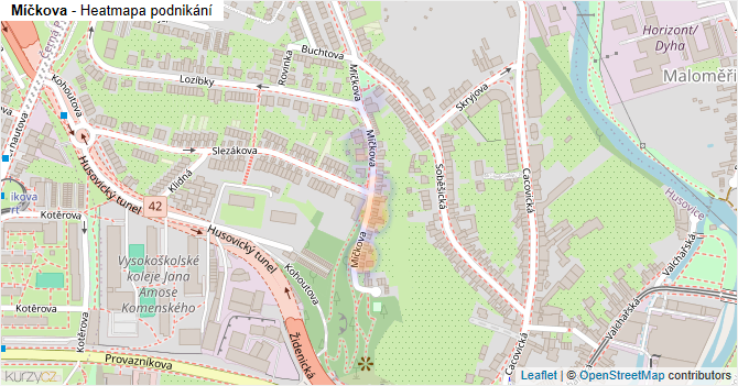 Míčkova - mapa podnikání