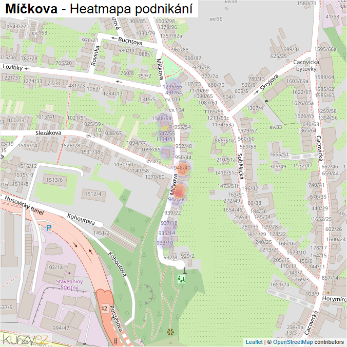 Mapa Míčkova - Firmy v ulici.