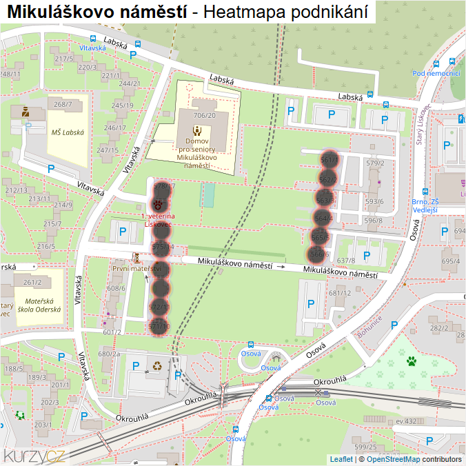 Mapa Mikuláškovo náměstí - Firmy v ulici.